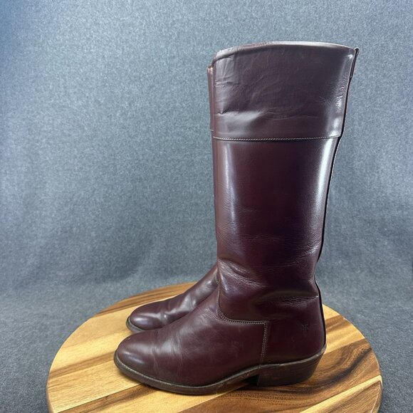 Vtg 80s Frye Campus Tall Boots Womens 8D Whiskey Brown Knee High Round Toe Z190 - Picture 7 of 14